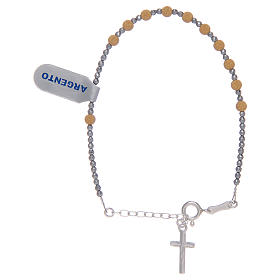 Rosary bracelet in 925 sterling silver and hammered silver