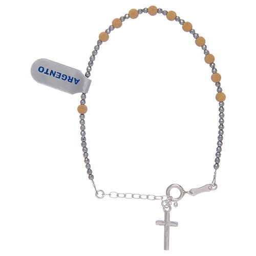 Rosary bracelet in 925 sterling silver and hammered silver 2