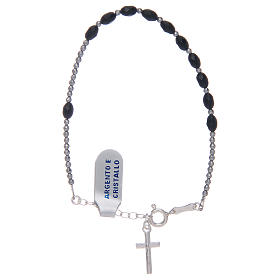 Rosary bracelet in 800 sterling silver and black strass