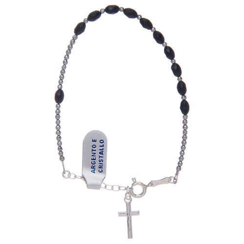 Rosary bracelet in 800 sterling silver and black strass 1