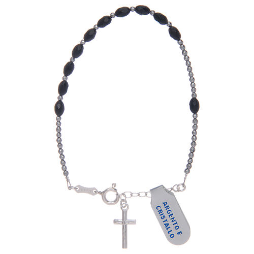 Rosary bracelet in 800 sterling silver and black strass 2