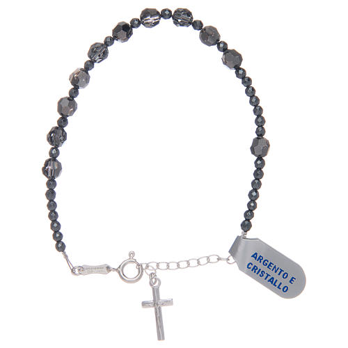 Rosary bracelet in 925 sterling silver and transparent strass 1