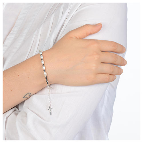 Rosary bracelet with river pearls white in 800 sterling silver 3