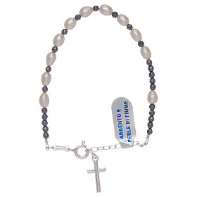 Rosary bracelet with river pearls white in 800 sterling silver