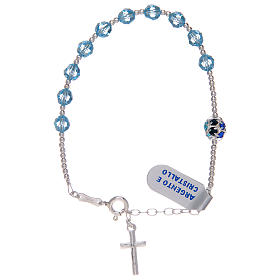 Dozen rosary bracelet in 925 sterling silver with sky blue strass