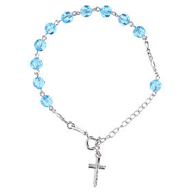 Dozen rosary bracelet in 925 sterling silver with sky blue strass