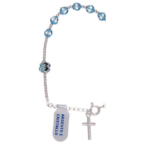 Dozen rosary bracelet in 925 sterling silver with sky blue strass 2