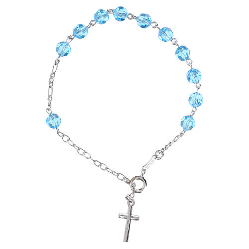 Pulseira dezena em prata 925 com strass azul-celeste 2