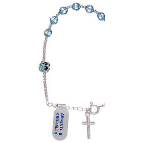 Dozen rosary bracelet in 925 sterling silver with sky blue strass