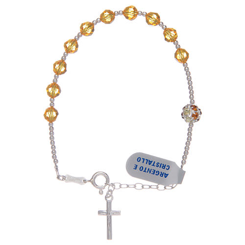 Rosary bracelet with yellow strass stones in 925 sterling silver 1