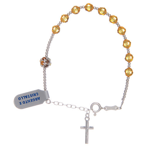 Rosary bracelet with yellow strass stones in 925 sterling silver 2