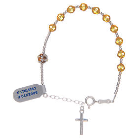 Bracciale rosario con strass gialli in argento 925
