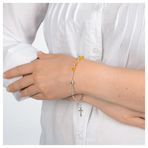 Rosary bracelet with yellow strass stones in 925 sterling silver 3