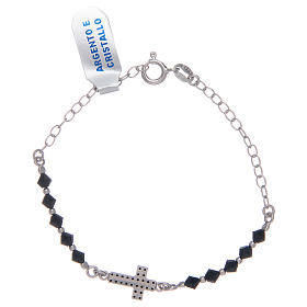 Rosary bracelet in 925 sterling silver with black zircons