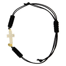 Bracelet in 925 sterling silver and transparent zircons golden with cross