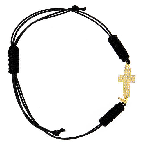 Bracelet croix argent 925 doré avec zircons transparents corde 2