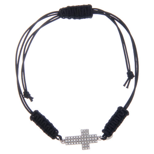 Bracelet corde en argent 925 avec zircons noirs 1