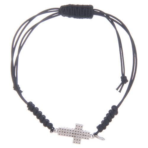 Bracelet corde en argent 925 avec zircons noirs 2