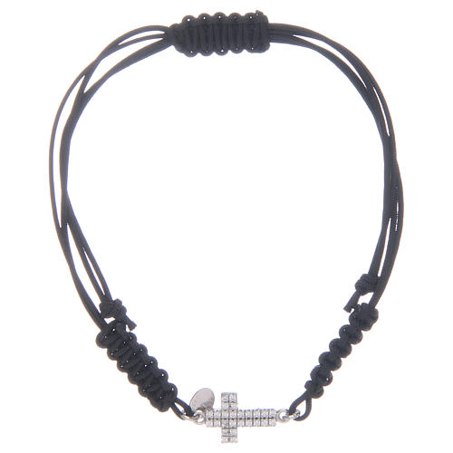 Bracelet corde croix avec zircons transparents en argent 925 1