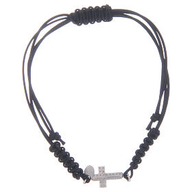 Pulseiras de Prata: Pulseira fio cruz com zircões transparentes em prata 925