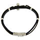 Bracelet in steel and leather with applications and manufactured cross s2
