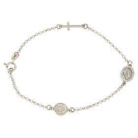 Bracelet in 925 sterling silver with cross and medalet with white zircons