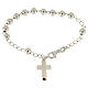 Bracelet perles 7 mm croix pendentif argent 925 s1