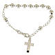 Bracelet perles 7 mm croix pendentif argent 925 s2