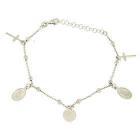 Bracelet with charm cross and medalets in 925 sterling silver