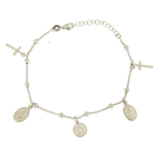 Bracelet with charm cross and medalets in 925 sterling silver 1