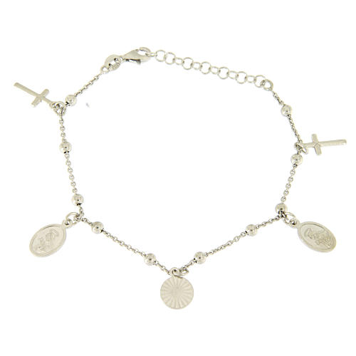 Bracelet with charm cross and medalets in 925 sterling silver 2