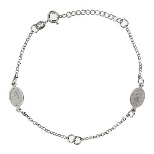 Bracelet with linear details: religious medalet and cross in 925 sterling silver 2