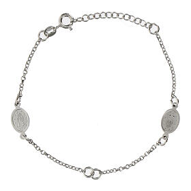 Bracelet with linear details: religious medalet and cross in 925 sterling silver
