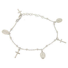 Bracelet with pendant medalets and 925 sterling silver crosses