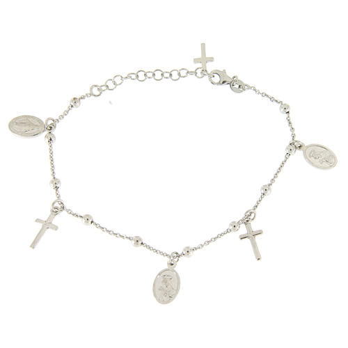 Bracelet with pendant medalets and 925 sterling silver crosses 2