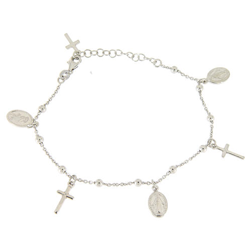 Bracelet with pendant medalets and 925 sterling silver crosses 1