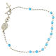 Bracelet chapelet perles bleu clair 4 mm et chaîne silver s2