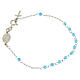 Rosary bracelet with light blue sphere sized 4 mm and silver chain s1