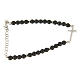 Bracelet in 925 sterling silver, hematite opaque balls and white zirconate cross s1