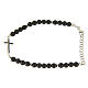 Bracelet argent perles hématite matte et insert religieux croix zircons noirs s1
