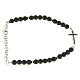 Bracelet argent perles hématite matte et insert religieux croix zircons noirs s2