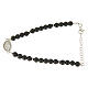Bracelet perles hématite matte détails et médaille Ste Rita argent zircons blancs s2
