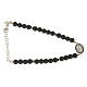 Bracelet in 925 sterling silver with 4,5 hematite balls and a black zircon medalet s1