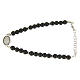 Bracelet in 925 sterling silver with 4,5 hematite balls and a black zircon medalet s2