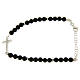 Bracelet with 4,2 mm balls in black shiny onyx, with a white zirconate cross s1