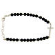 Bracelet with 4,2 mm balls in black shiny onyx, with a white zirconate cross s2