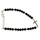 Bracelet détails et croix argent zircons noirs perles onyx noir brillant 4,2 mm s2