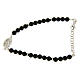 Bracelet perles onyx noir insert médaille Ste Rita zircons blancs s1