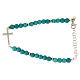 Bracelet in turquoise paste with beads sized 4,5 mm, and cross with white zircons s1
