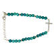 Bracelet in turquoise paste with beads sized 4,5 mm, and cross with white zircons s2